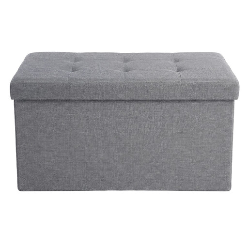 Ochama x SONGMICS Storage Ottoman Bench, 76 cm, Light Grey