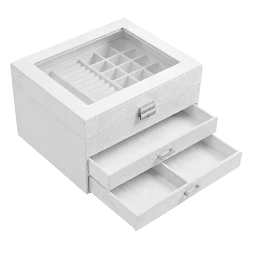 JOYFURNOS Jewelry Organizer Case with Glass Lid