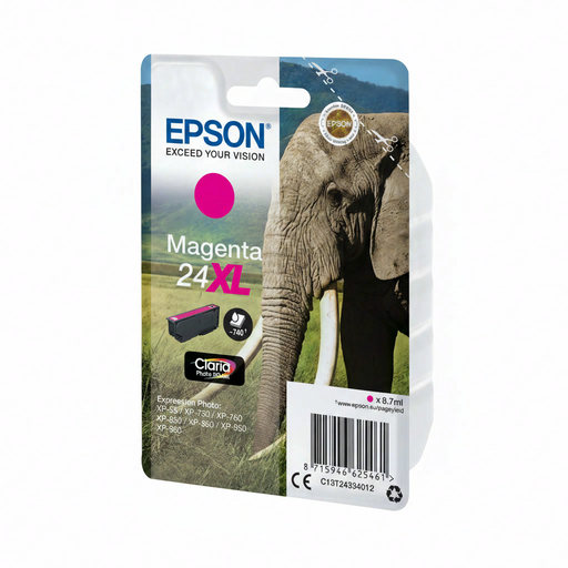 Epson Elephant Singlepack Magenta 24XL Claria Photo HD Ink