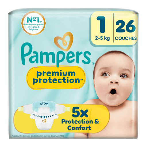 Pampers Premium Protection Size 1, 26 nappies, 2 to 5 kg