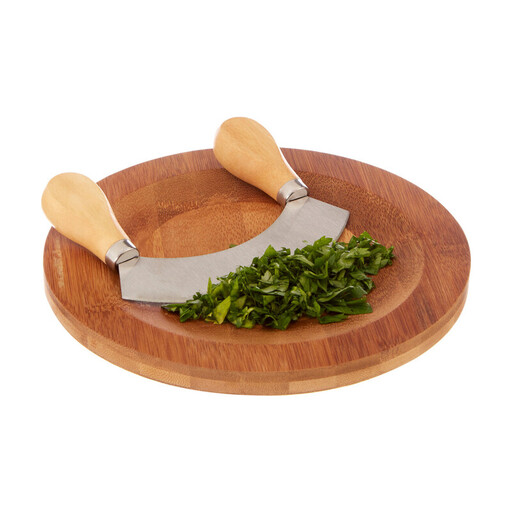 Maison by Premier Bamboo Chopping & Serving Board With Mezzaluna Chopper