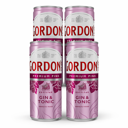 Gordon's Premium Pink Gin & Tonic 6.4% – 4 x 250 ml