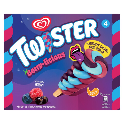 Twister Berry Licious, four 70ml ice lollies