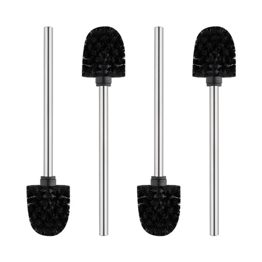 Ibergrif Toilet Brush Replacement 4PCS - Stainless Steel Handle， Durable Bristles for Bathroom Cleaning