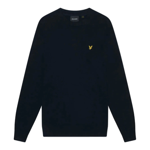 Lyle & Scott Cotton Merino Crew Neck Jumper in Dark Navy