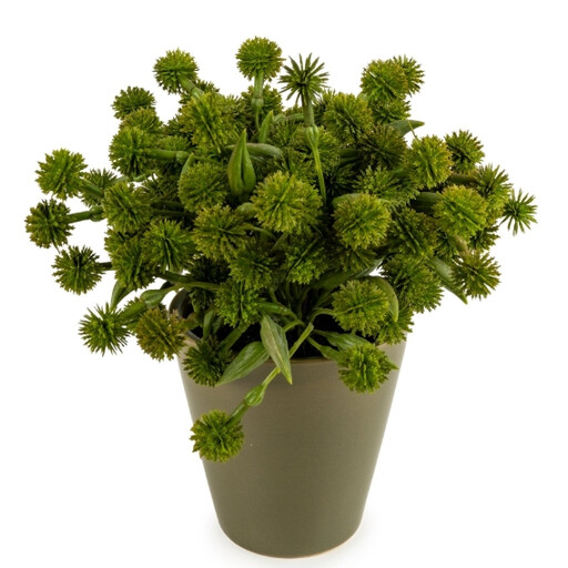 Candlelight Artificial Allium Plant in Ceramic Pot