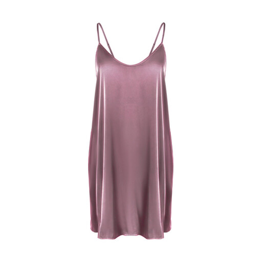 IZURIA round-neck brick red silk-like suspender dress