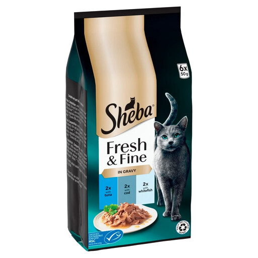 SHEBA Fresh & Fine in Gravy Tuna & Cod & Whitefish 6 x 50 g