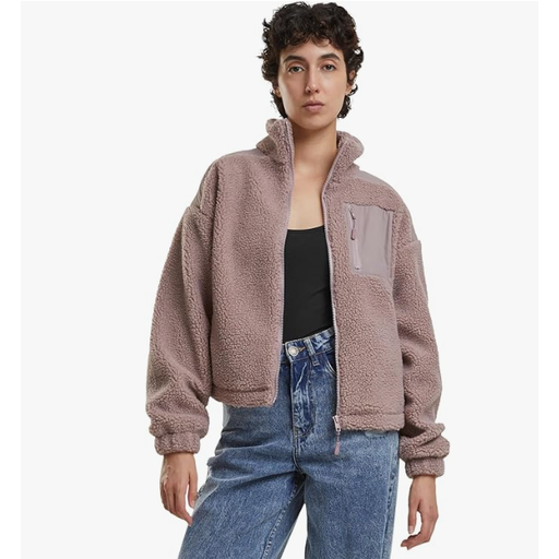 Urban Classics Ladies Sherpa Mix Jacket in duskrose