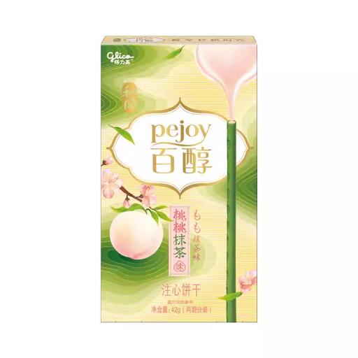 Glico Pock Tea Biscuit - Pêche & Matcha 42g