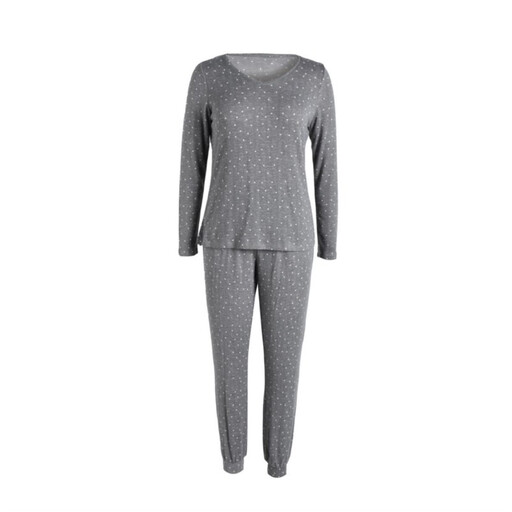 IZURIA v-neck printed dark grey long sleeved top and pants set