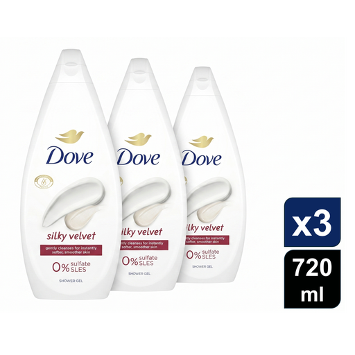 Dove Shower Gel Silky Velvet - 720ml (3-Pack)