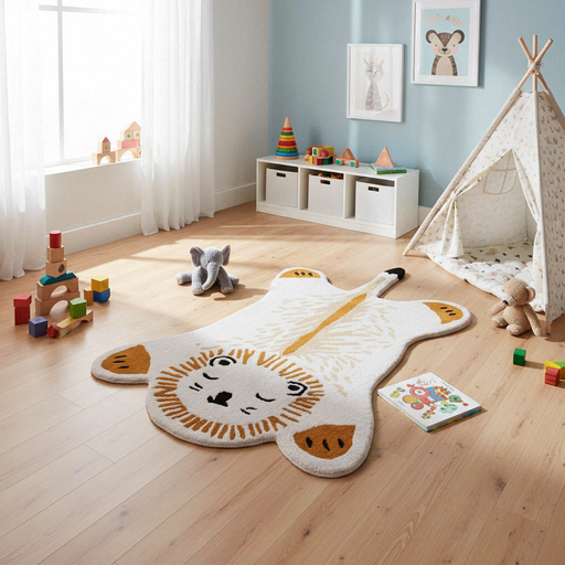 Premier Kids 100% Wool, Hand-woven, Large Lion Rug