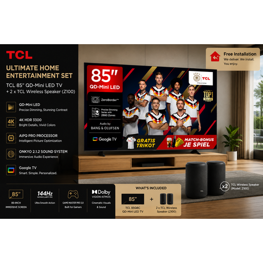TCL 85Q8C mit Z100 Speaker Set