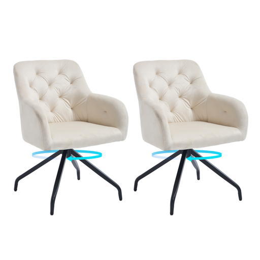 Kaufhof Dining Chair Velvet Swivel 2-Piece Set, Beige