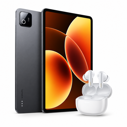 Xiaomi Pad 8 grey tablet with Redmi Buds 6 Pro Glacier White