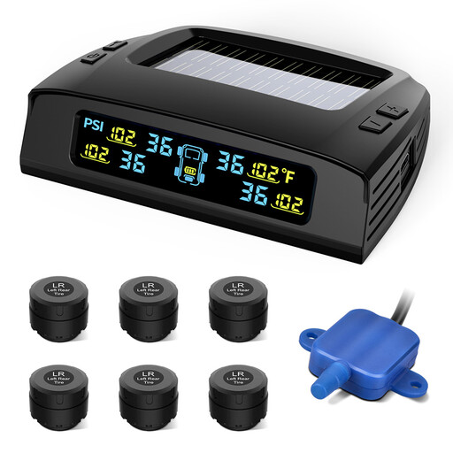 Tymate RV Tire Pressure Monitoring System, Solar Tire Pressure Monitor with 6 Sensors, Repeater