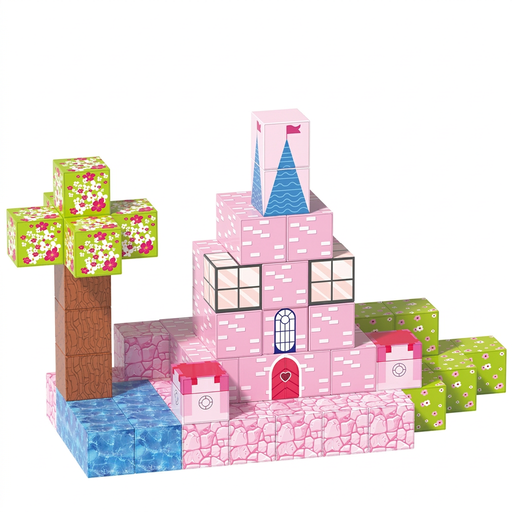 XINQIYUAN 2.5cm Magnetic World Pink Castle Building Blocks