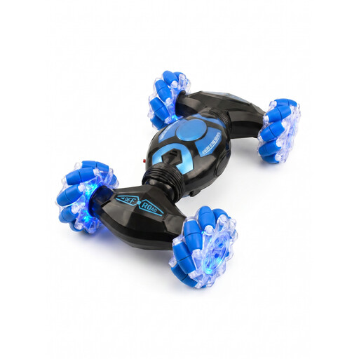 2.4 GHz Dual Control Gesture RC Twist Stunt Car, 4WD All-Terrain Drift Climbing Vehicle with LED & Music, 360° Flip Hobby Toy Car for Kids, Blue 1 Pack