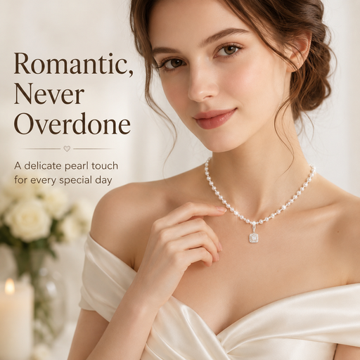 VoxorAI XL25 White Bubble Sugar Cube Pearl Necklace, Detachable Pendant Sweater Chain, All Seasons