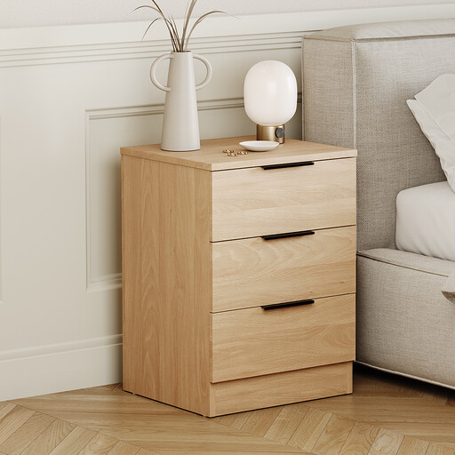 Vida Designs Bedside Table Trega with 3 Drawers in pine finish