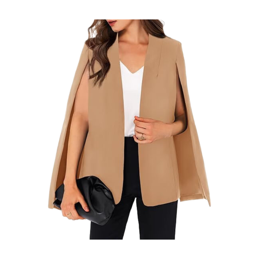 Women's CAPE Blazer Split Sleeve Open Front Lightweight Office Jacket Workwear