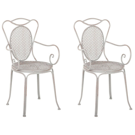BelianiSet of 2 Metal Garden Chairs Grey CILENTO
