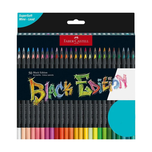 Faber-Castell Black Edition Coloured Pencils, Set of 50