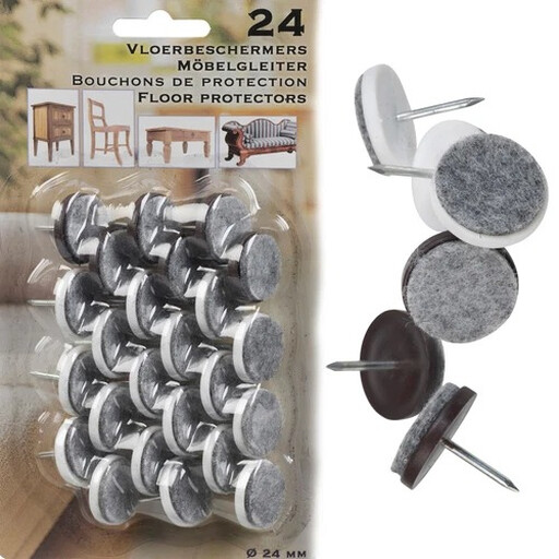 Easygift Lot de 24 Patins Protecteurs de Sol en Feutre à Clouer