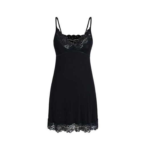 Wide Lace V--Neck Black Suspender Dress S
