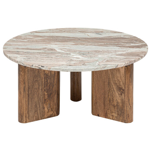 Atmosphera Coffee Table - Round, Beige Mango Wood & Marble