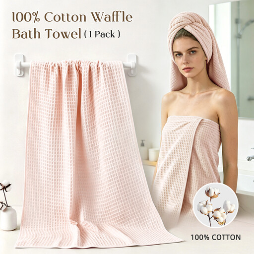 Lebonsoir 1PC Badetuch, 100% Baumwolle, Waffelstruktur, Pink