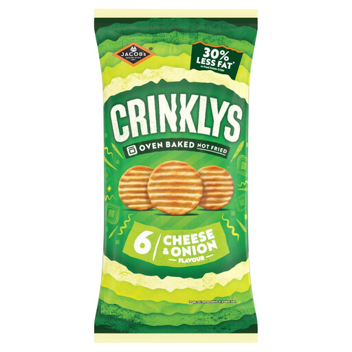 Jacob's Crinklys Cheese & Onion Snacks 6 × 23g