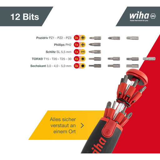 Wiha Schroevendraaier met Bitmagazijn LiftUp 25
