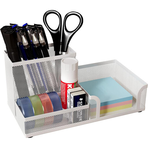 Senhoglb Office Mesh Desk Tidy in White