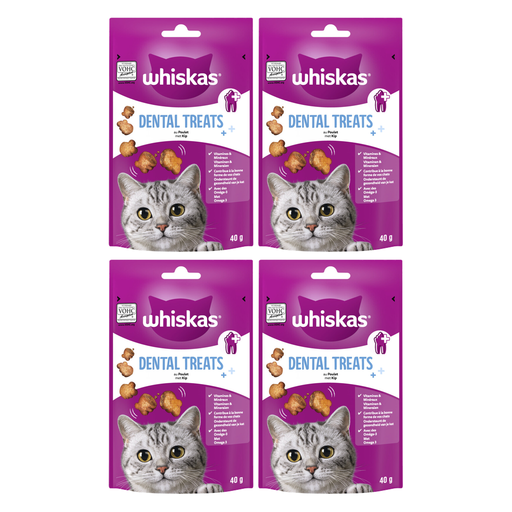 Whiskas Dental Treats, friandises dentaires pour chat, saveur poulet × 4