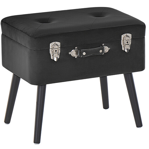 Beliani Velvet Storage Stool Black MALLARD