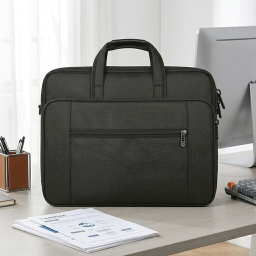 Große, erweiterbare Messenger Bag für Herren in Schwarz