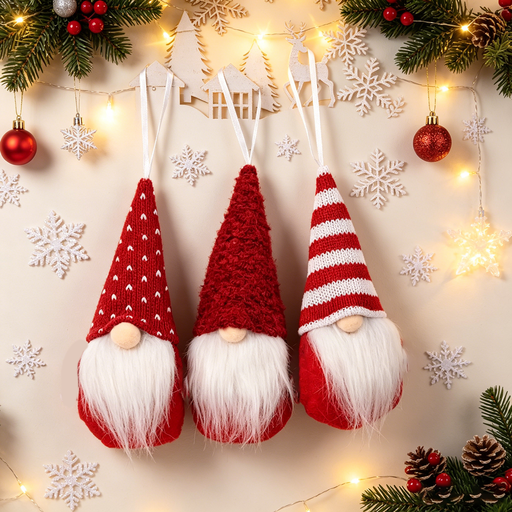 Set of 3 Hanging Christmas Gnomes