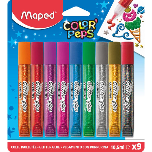 Maped Color'Peps Glitter Glue 9 Tubes 10.5 ml