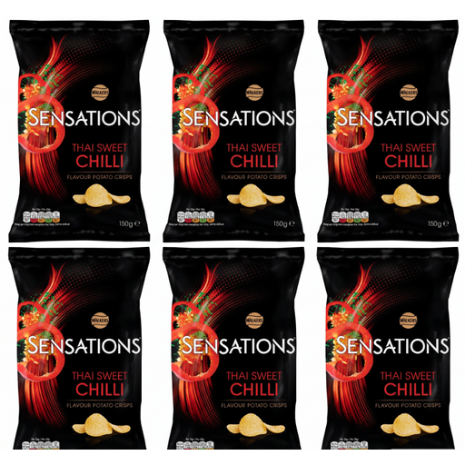 Sensations Thai Sweet Chilli Crisps, six 150g bags