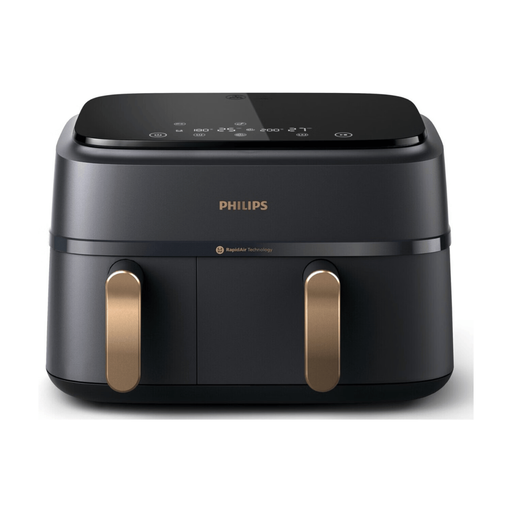 Philips 3000 Series Dual Basket Air Fryer – 9L – Black – Serves 6 – 8 Cooking Functions (NA352/04)