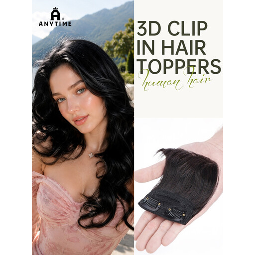 ANYTIME 100% Human Hair Clip In Hair Topper für Frauen