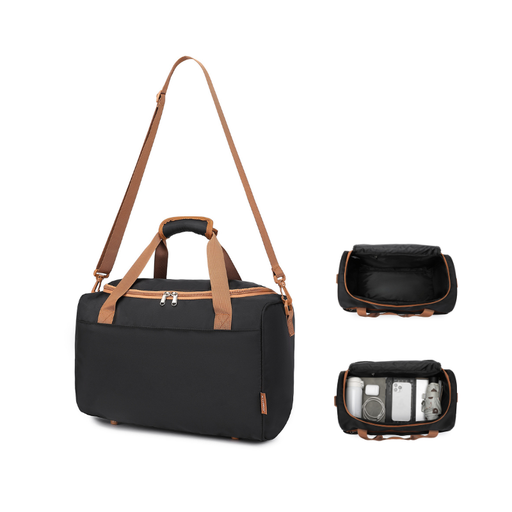 Kono 40x20x25cm Ryanair Under Seat Holdall in Black/Brown