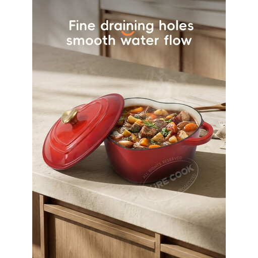 PURECOOK Heart-Shaped Enameled Cast Iron Pot