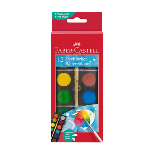 Faber-Castell watercolor paint palette with brush included - 12 colors