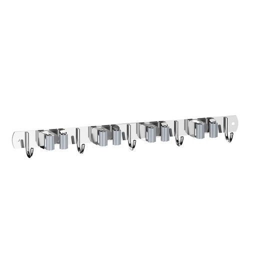 JORDAN&JUDY 4-Clip & 5-Hook Stainless Steel Broom Holder