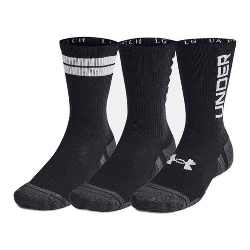 Under Armour Performance Tech 男女通用 3 双装中筒袜 - 黑色/白色