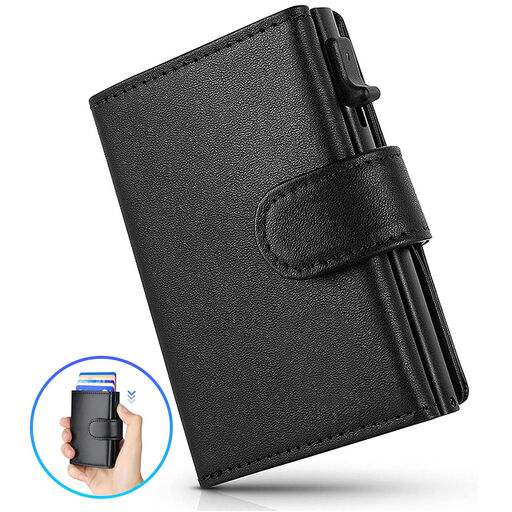 Men's aluminium wallet with coin pocket, pop-up card holder, compact card wallet with gift box