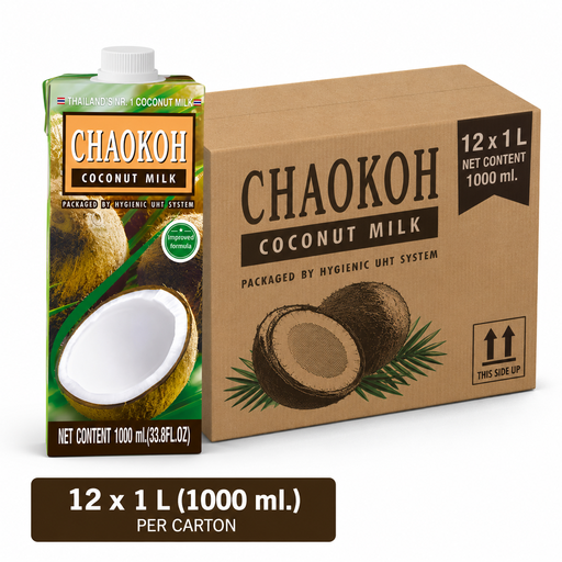 CHAOKOH 椰浆，脂肪含量 18%，12 瓶装，每瓶 1 L